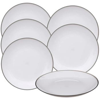 Juego De 6 Platos De Polipropileno Wellhome Ø25 Cm Gris