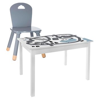 Set De Mesa Decorada Circuito Niño Con Alfombra Y Silla Infantil Wellhome