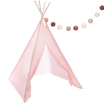 Tipi Infantil Rosa Con Guirnalda Led Wellhome "safari"