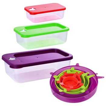 Set de Tapas de Cocina Reutilizables y Ajustables Transparente Silicona (12  Unidades) 