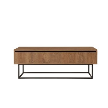 Mesa De Centro Metal  Wellhome 120x43x60 Cm Nogal Y Negro