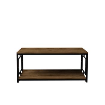 Mesa De Centro Metal  Wellhome 120x50x60 Cm Nogal Y Negro