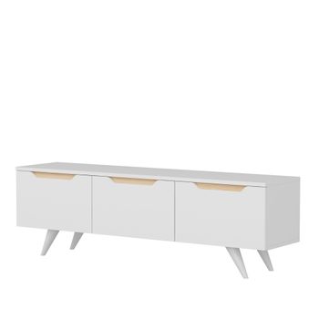 Mesa Tv,100% Tablero De Aglomerado Rechapado En Melamina, Color Blanco roble