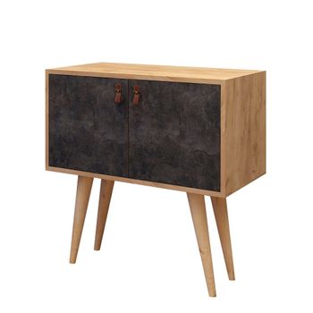 Consola De Aglomerado Wellhome 80 X 80 X 80 Cm Roble oscuro Concrete