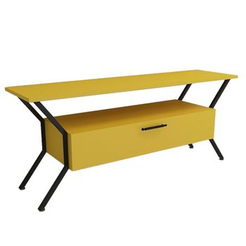 Mesa Tv De Aglomerado Wellhome 124 X 54 X 35 Cm Amarillo negro