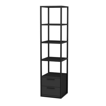 Librería, 100% Tablero De Aglomerado Rechapado En Melamina, Color Negro antracita