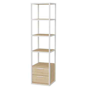 Librería, 100% Tablero De Aglomerado Rechapado En Melamina, Color Blanco Roble H.160