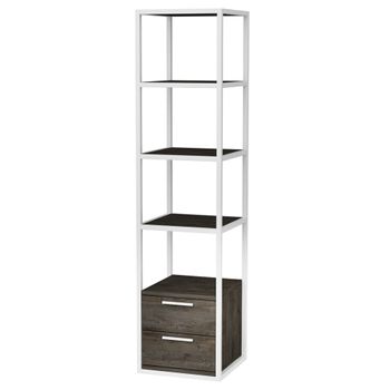 Librería, 100% Tablero De Aglomerado Rechapado En Melamina, Color Blanco oscuro  Gris