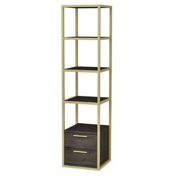 Librería, 100% Tablero De Aglomerado Rechapado En Melamina, Color Oro oscuro  Gris