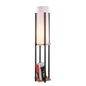 Lámpara De Pie Blanca Metal Negro/baldas Cobre 25x25x13 E27 Wellhome