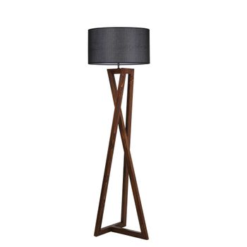 Lámpara Pie Madera Negro Nogal 45x166 E27 60w Wellhome