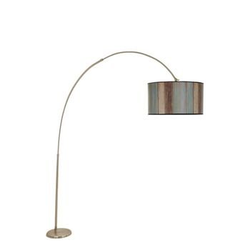 Lámpara Pie Metal Cromada Pantalla Vintage 40x220 E27 60w Wellhome