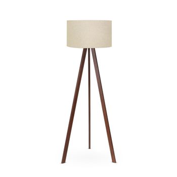 Lámpara De Pie Beige, 100% Mdf, Colección Tanganica, 38x38x140,  E 27 Max 60 W.