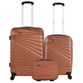 Set de 3 Maletas para Viaje con Ruedas Multidireccionales Dorado -   