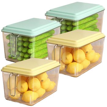 Set De 4 Recipientes De Almacenamiento De Alimentos Con Asa Y Tapa De 6,3l Cada Uno