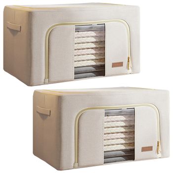 Set 2 Cajas Almacenamiento Ropa, 48l (24x2), Plegable Joybos