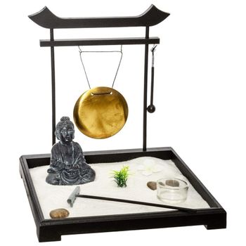 Jardín Zen Tori Set Incluye: Piedras, 1 Porta Velas, 1 Gong, Arena L.26 X P.26 X A