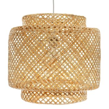 Lámpara Colgante Con Temática Natural Bambú D.40cm Dimensiones D. 40 X H. 38 Cm Wellhome