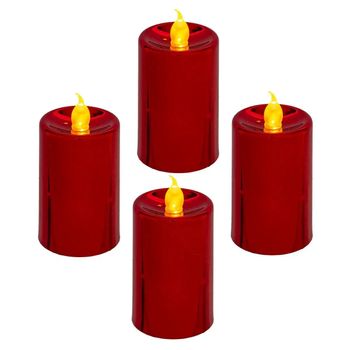 Set 4 Velas Led Votiva Roja Wellhome