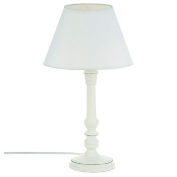 Lámpara De Madera Blanca D. 20 X H. 36 Cm Wellhome