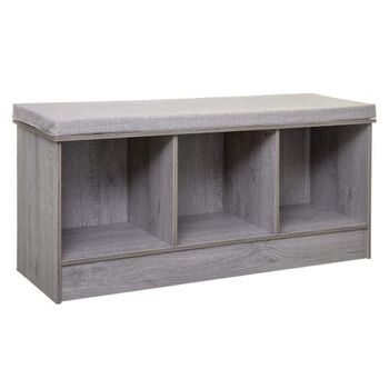 Banco De Madera Wellhome 3 Compartimentos 105x34x49,5 Gris