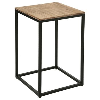 Mesa Auxiliar Para Tu Salón En Metal Y Madera De Acacia (42x42x65cm) Wellhome