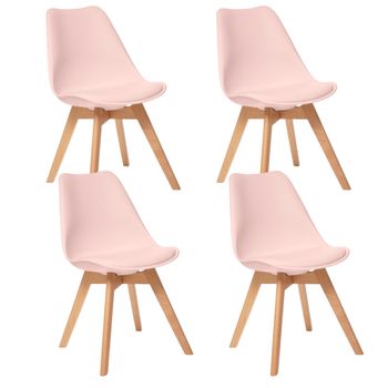 Set 4 Silla "baya" Rosa Palo Patas De Madera De Haya Atmosphera