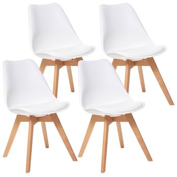 Set De 4 Sillas "baya" Blanco Patas Madera De Haya Atmosphera