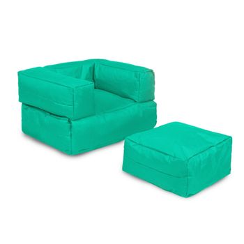 Sillón + Puf Niños Exteriores Poliester Wellhome 65x40x50 Turquesa