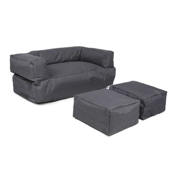 Sillón 2 Pl + Puf Niños Poliester Wellhome 100x40x50 Color Humo