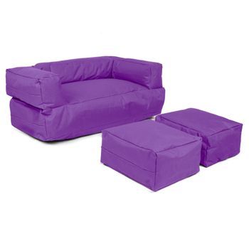 Sillón 2 Pl + Puf Niños Poliester Wellhome 100x40x50 Morado