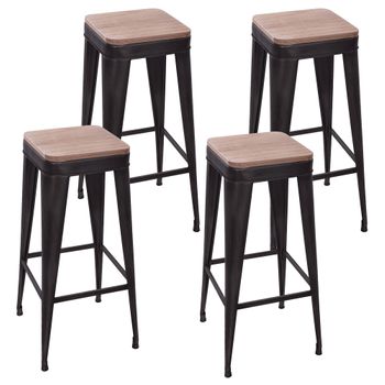 Set De 4 Taburetes De Barra De Metal Negro Jorois Wellhome