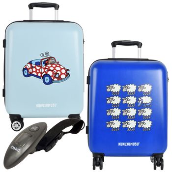 Set 2 Maletas De Viaje Azul Maríno Y Azul Turquesa + Báscula Electrónica Pesamaletas