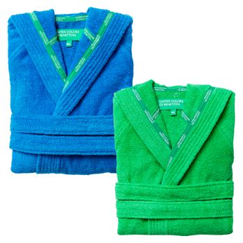 Set De Textil De Baño 2 Albornoz M/l, 2 Toallas Y Alfombra Benetton Verde  con Ofertas en Carrefour