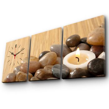 Reloj De Pared De Lienzo Decorativo (3 Piezas) Con Estilo De Zen