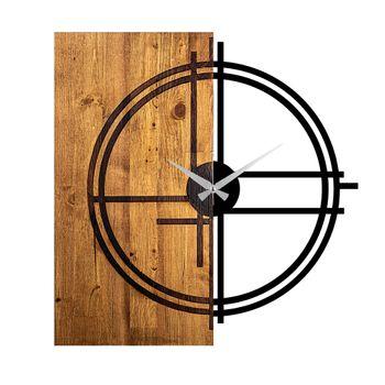 Reloj De Pared Madera Wellhome Decorativa Circular 56x3x58