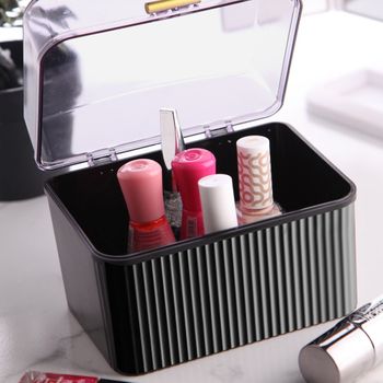 Organizador De Maquillaje Con Tapa Antracita Wellhome