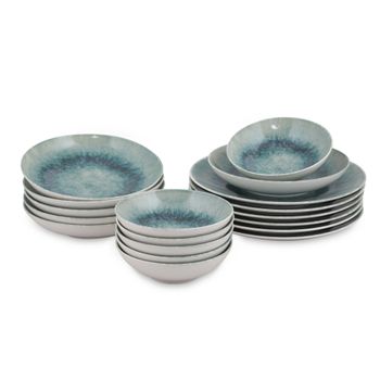 Vajilla (18 Piezas) Porcelana Blanco Y Azul