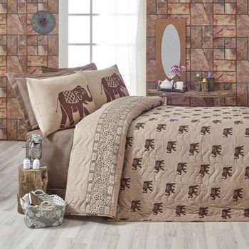 Edredón Acolchado 250x200 Marrón Beige Wellhome