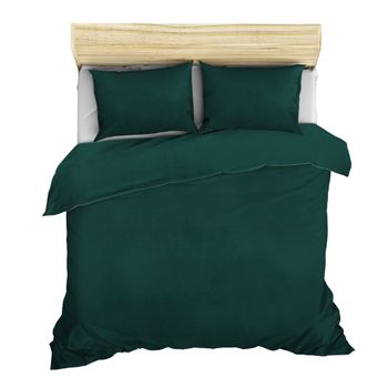 Set Funda Nórdica + 2 Fundas De Almohada 240x220 Verde Oscuro Wellhome