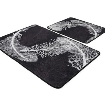 Set De Alfombras De Baño (2 Piezas) Negro Y Blanco