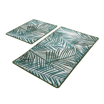 Set De Alfombras De Baño (2 Piezas) Crudo Y Hojas Verdes