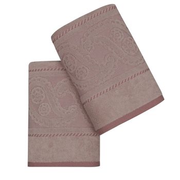 Set 2 Toallas De Mano Rosa Palo Y Beige 50x90 Wellhome