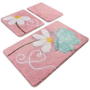 Setmat Set (3 Piezas) Rosa Con Flor