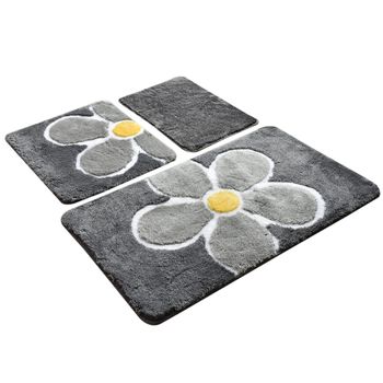 Setmat Set (3 Piezas) Gris Diseño Flor