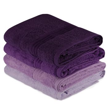 Juego De Toallas De Baño (4 Piezas) Lila Ligera, Lila, Púrpura, Morado Oscuro