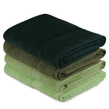 Juego De Toallas De Baño (4 Piezas) Verde Claro, Verde Oliva, Verde Y Verde Oscuro