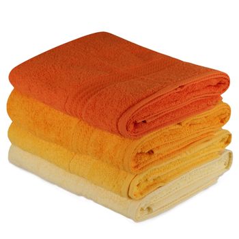 Juego De Toallas De Baño (4 Piezas) Amarillo Claro, Amarillo, Naranja Pálida Y Naranja