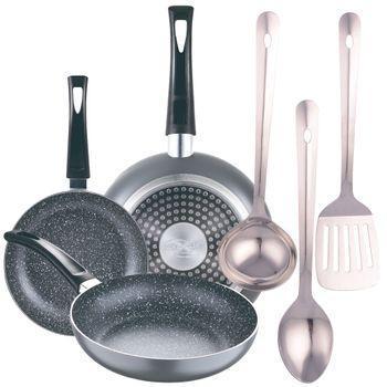 Set 3pc Sarten 16,20,24cm Aluminio Inducción San Ignacio Set 3 Utensilios