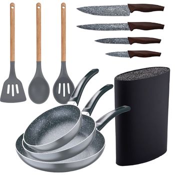 Pack De 3 Sartenes + Set De Utensilios Básicos De Cocina con